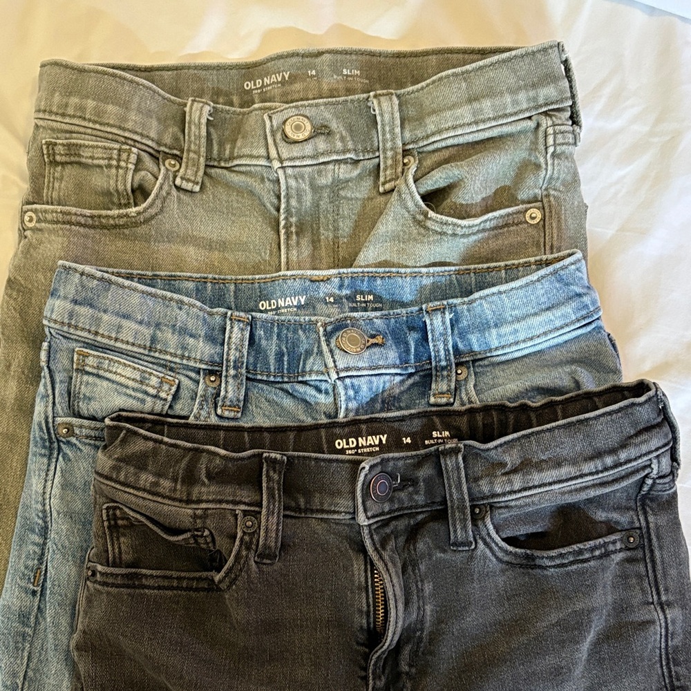 Old Navy Boy’s Slim Flex Jeans - Black, Blue, Gray